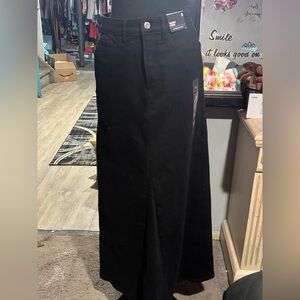 NWT Express Black Stretch Maxi Skirt with Front Slit